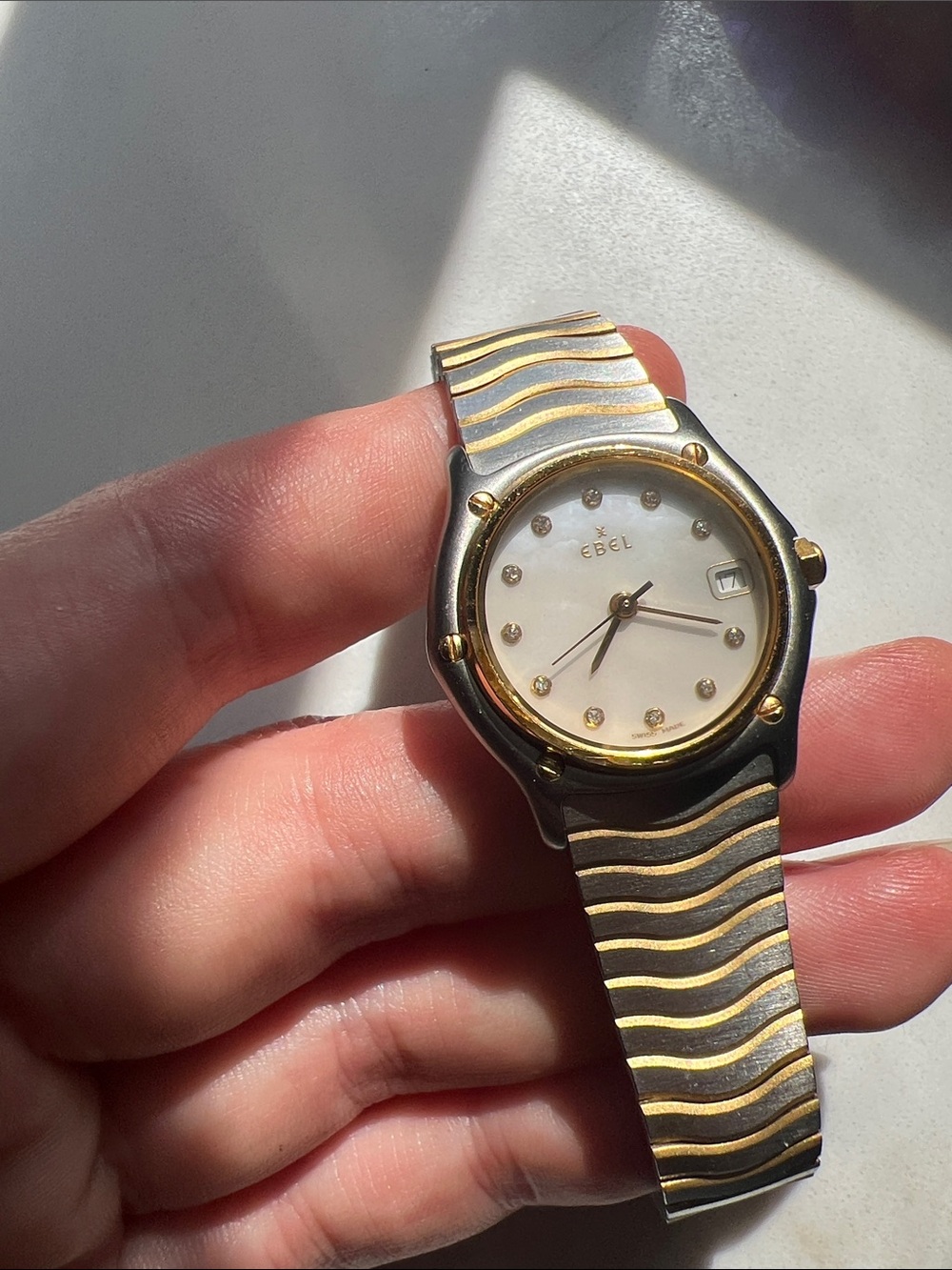 EBEL Two-Tone Gold & Silver Mother-of-Pearl Women's Smartwatch-Style Timepiece